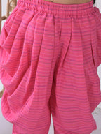 Blue Flora Kurti with pink dhoti