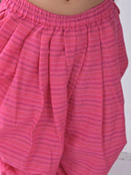 Pink printed katha Kurti with pink katha dhoti