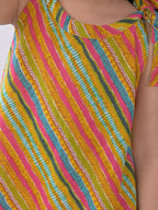 Multi Printed Kurti with pink katha dhoti