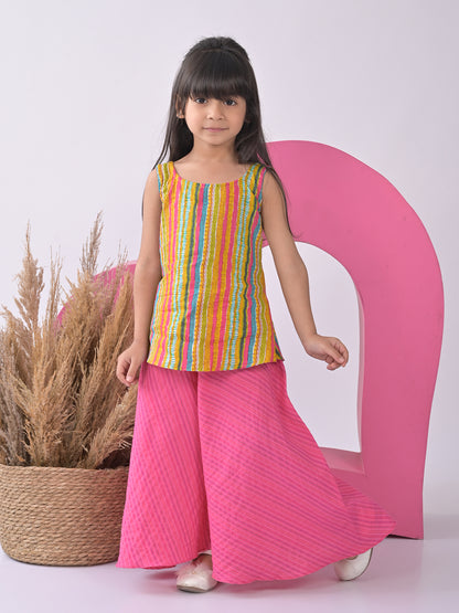 Printed Kurti paried with Pink plazo