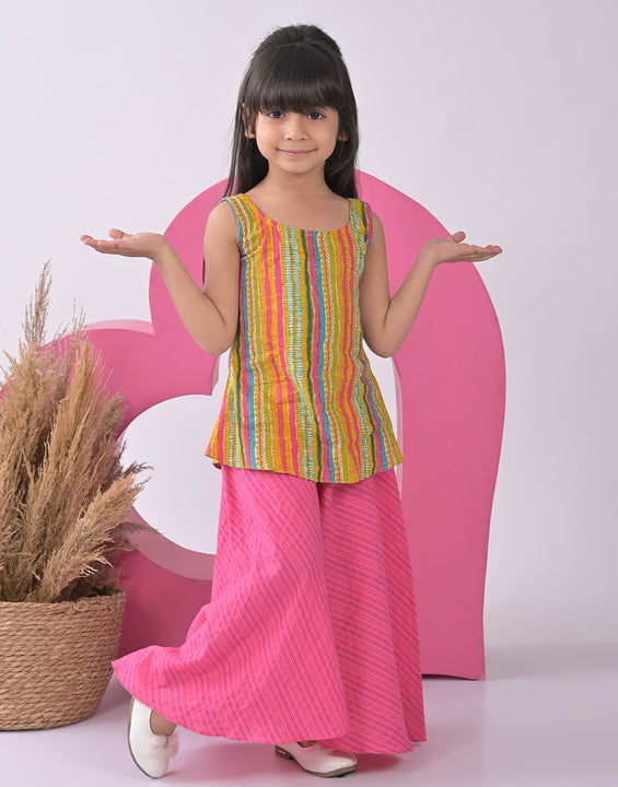 Printed Kurti paried with Pink plazo