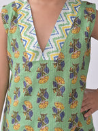 Green & Blue Cotton Kurti Set