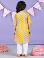 Yellow Floral Kurti and white pant