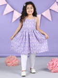 Purple Floral halter style Kurti with white pant