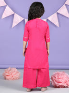 Pink Lurex Embroidered Kurti with pink plazo