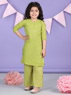 Green Lurex Embroidered Kurti  with green plazo