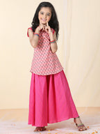 Pink printed katha Kurti with pant