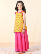 Yellow Floral printed Kurti with pant