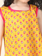 Yellow Floral printed Kurti with pant