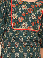 Blue three-quarter sleeves Kurti  With Red Sharara