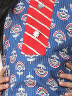 Blue three-quarter sleeves Kurti  With Red Sharara