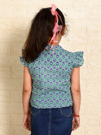 Green Cotton Floral Printed top