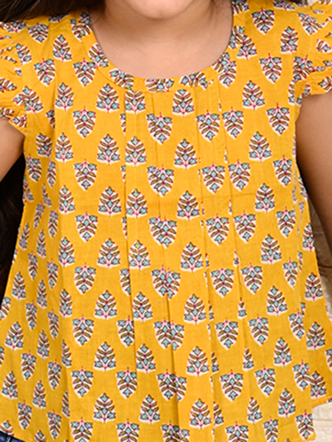 Yellow Cotton Floral Printed top