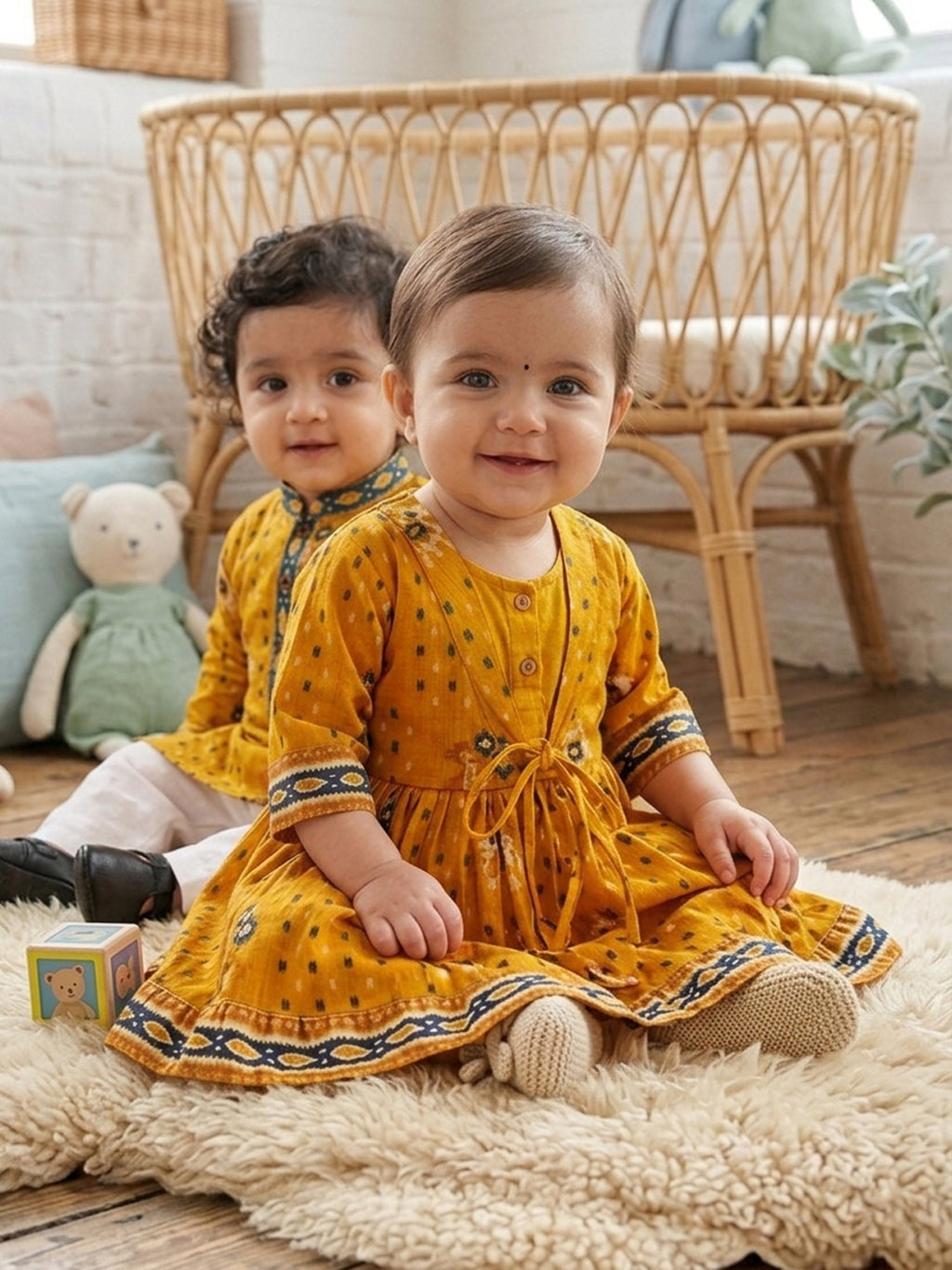 Yellow Patola Printed Kurta and Pajama