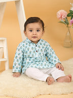 Blue Floral Print Kurta with Pajama