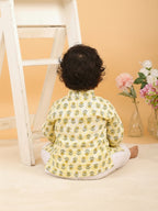 Yellow Floral Print Kurta with Pajama
