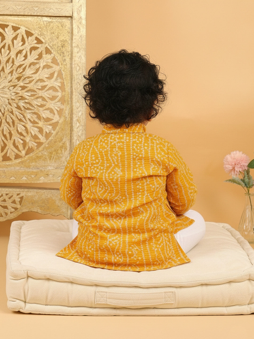 Yellow Bhandhani Kurta with Pajama