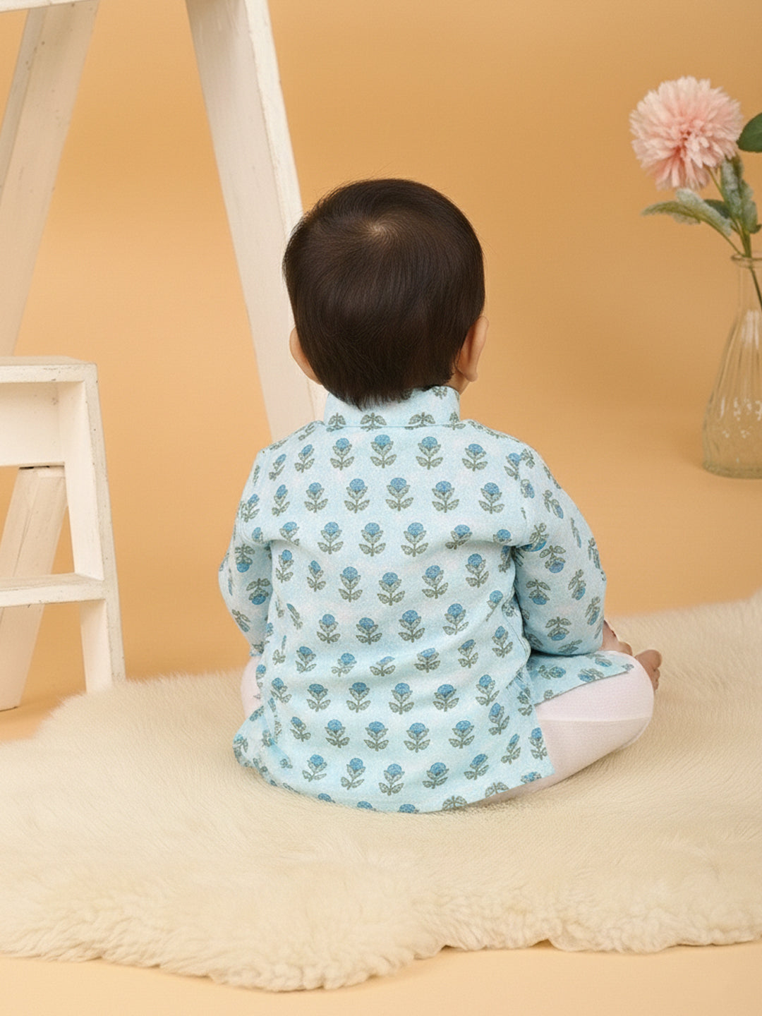 Blue Floral Print Kurta with Pajama