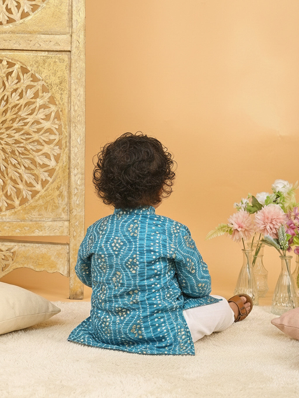 Blue Bhandhani Kurta with Pajama