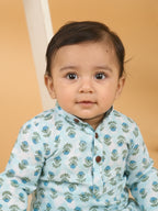 Blue Floral Print Kurta with Pajama