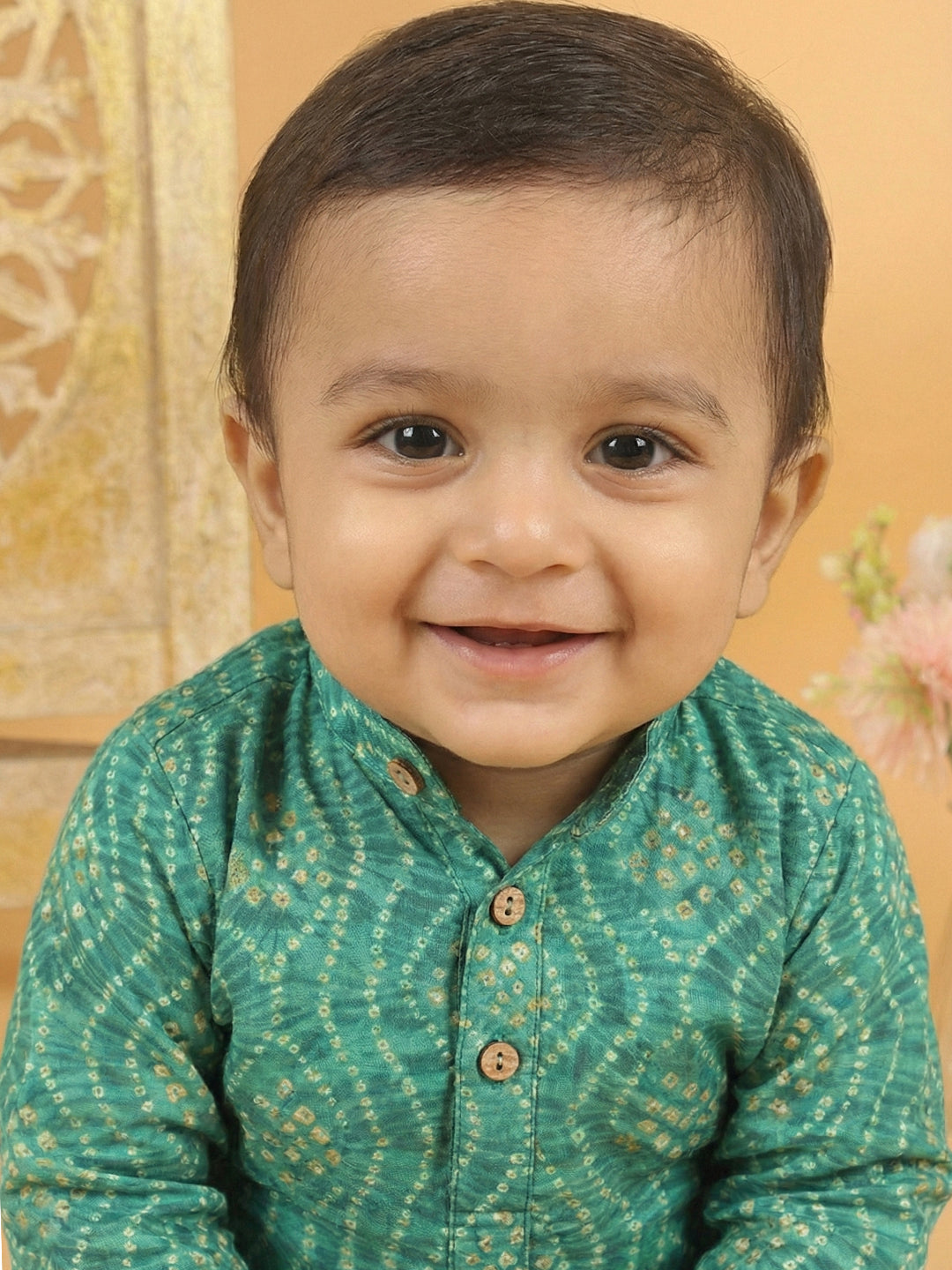 Green Bhandhani Kurta with Pajama