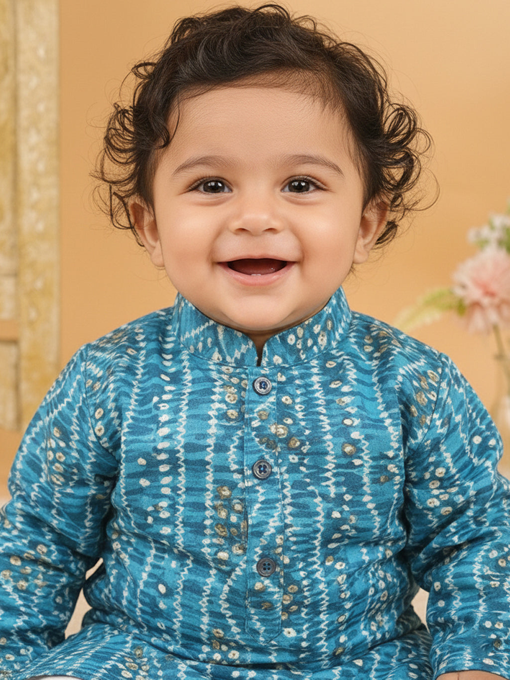 Blue Bhandhani Kurta with Pajama