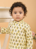 Yellow Floral Print Kurta with Pajama