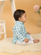 Blue Floral Print Kurta with Pajama