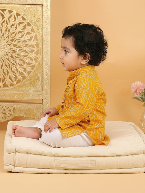 Yellow Bhandhani Kurta with Pajama