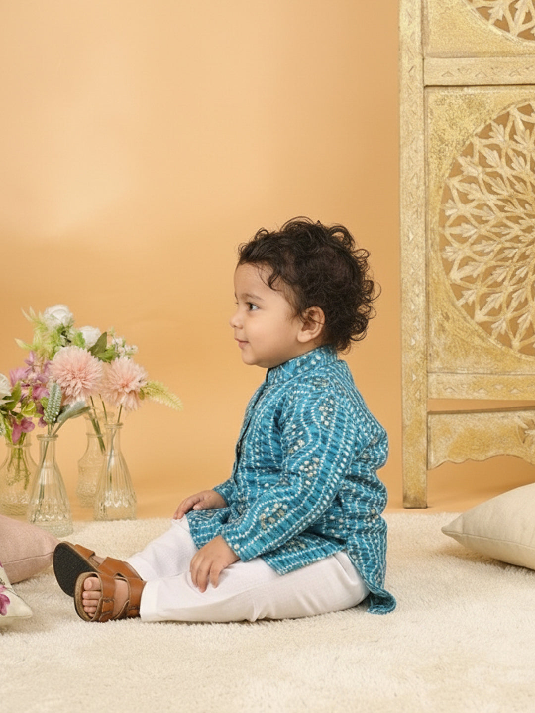 Blue Bhandhani Kurta with Pajama