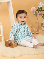 Blue Floral Print Kurta with Pajama
