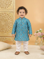 Blue Bhandhani Kurta with Pajama