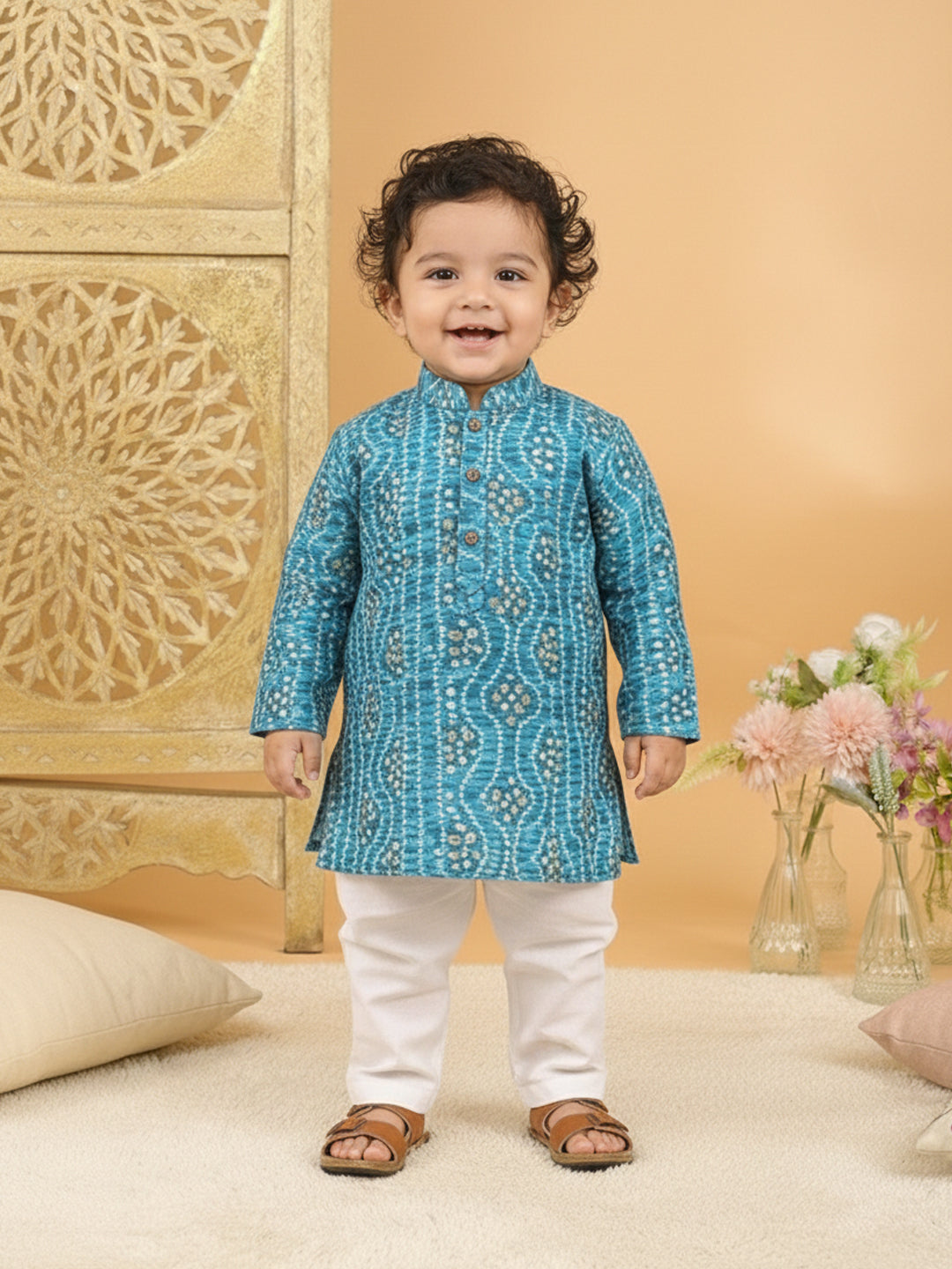 Blue Bhandhani Kurta with Pajama