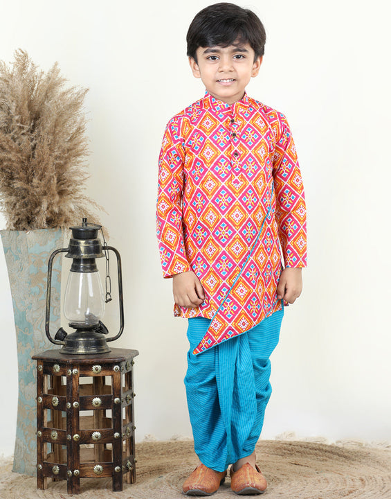 Patola Printed Asymetrical Style kurta Dhoti