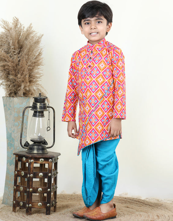 Patola Printed Asymetrical Style kurta Dhoti