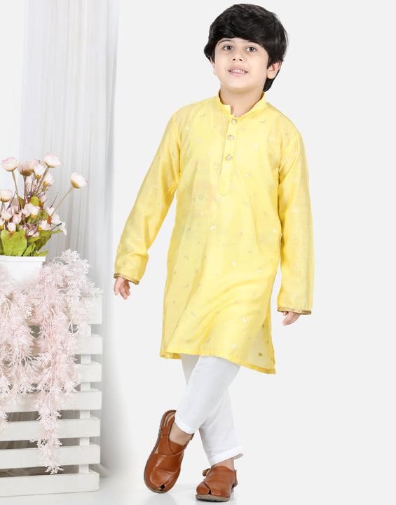 Yellow Bird Foil Printed Kurta Set