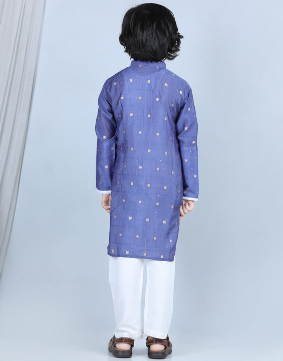 Blue Foil Printed Show Pocket Detail Kurta Set