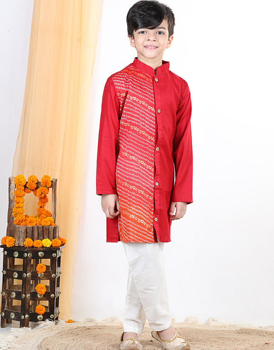 Red Kota Work Detail Kurta Set