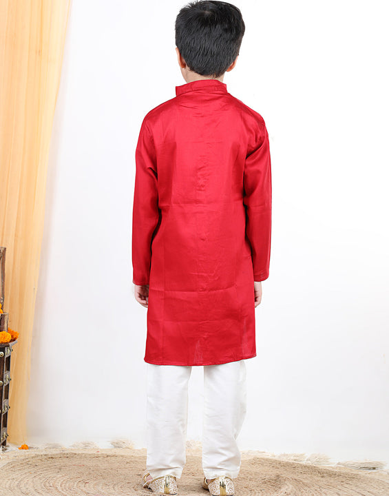 Red Kota Work Detail Kurta Set