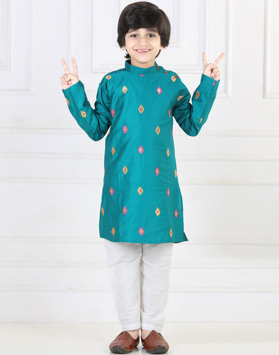 Green Embroidered Kurta Set