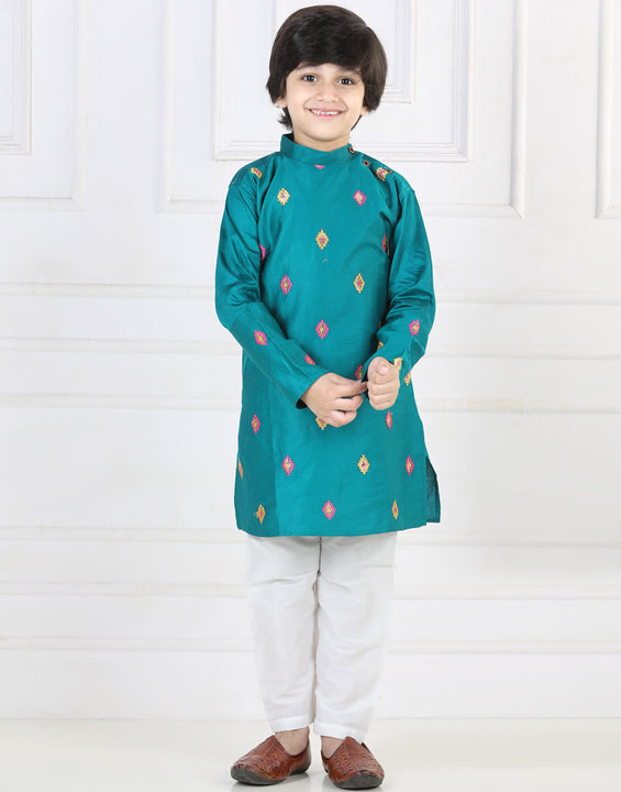 Green Embroidered Kurta Set