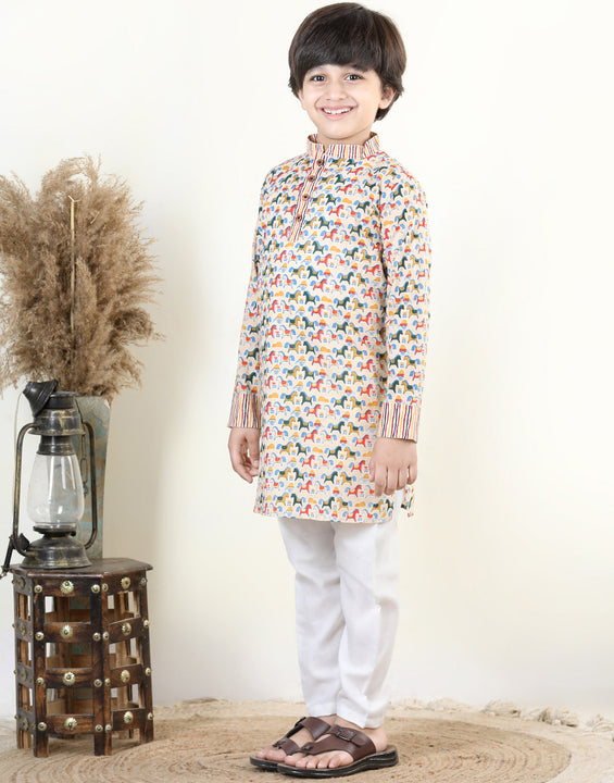 Horse Printed Kurta and Pajama