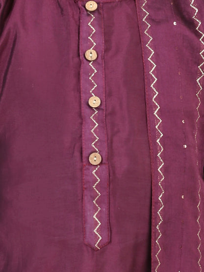 Purple  Embroidered jacket style Kurta Set