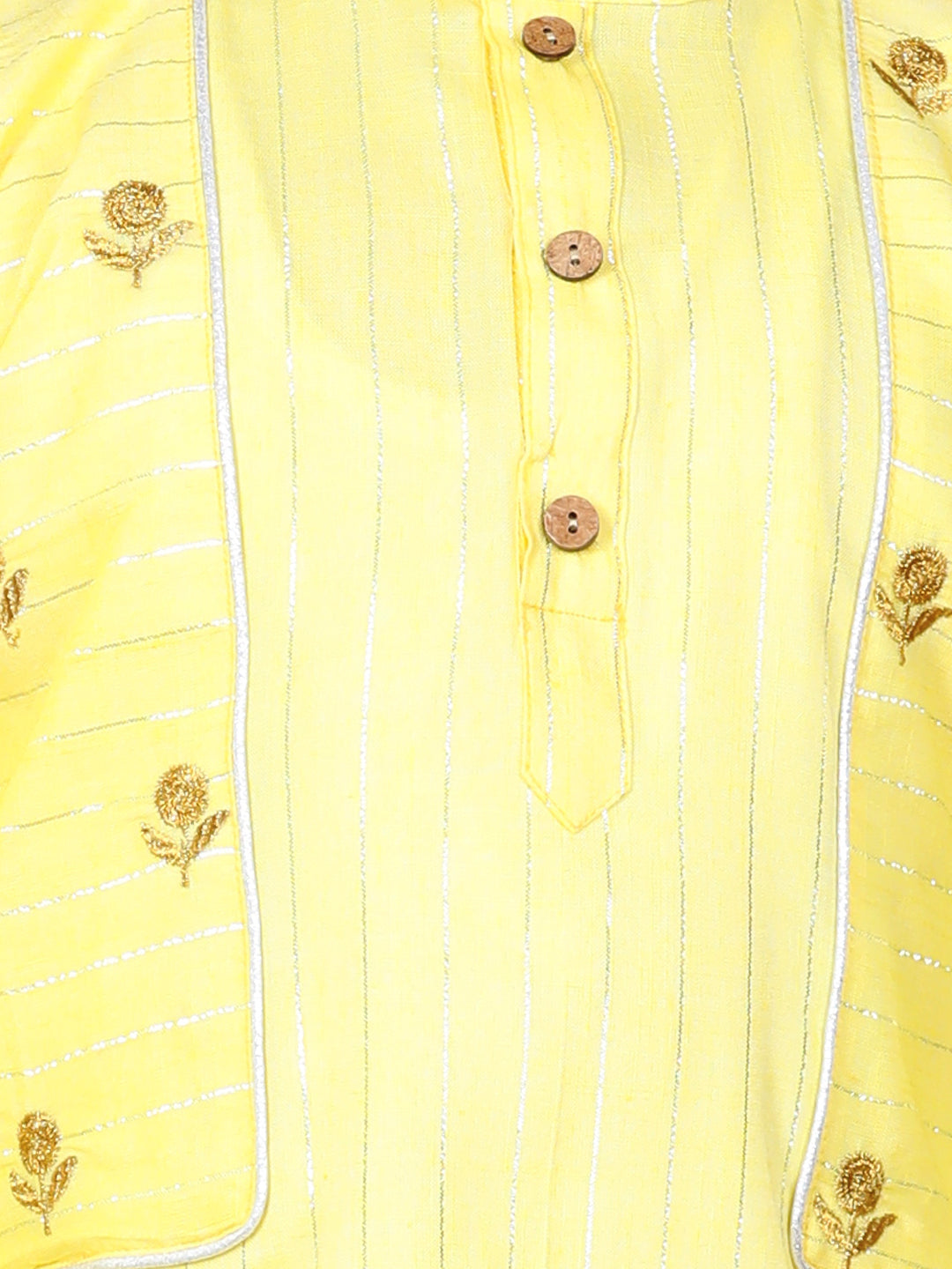Yellow Embroidered Zari Lurex Kurta Set