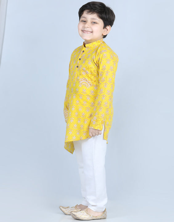 Yellow Floral Printed Kurta Set