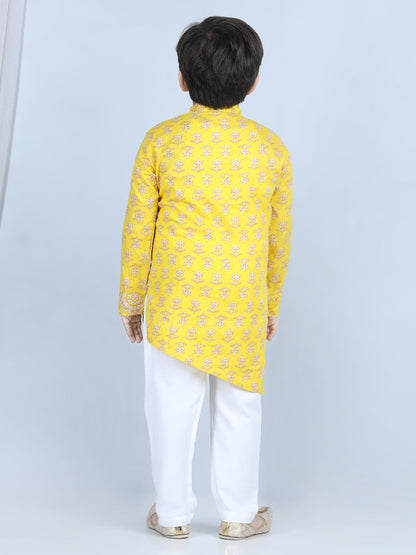 Yellow Floral Printed Kurta Set