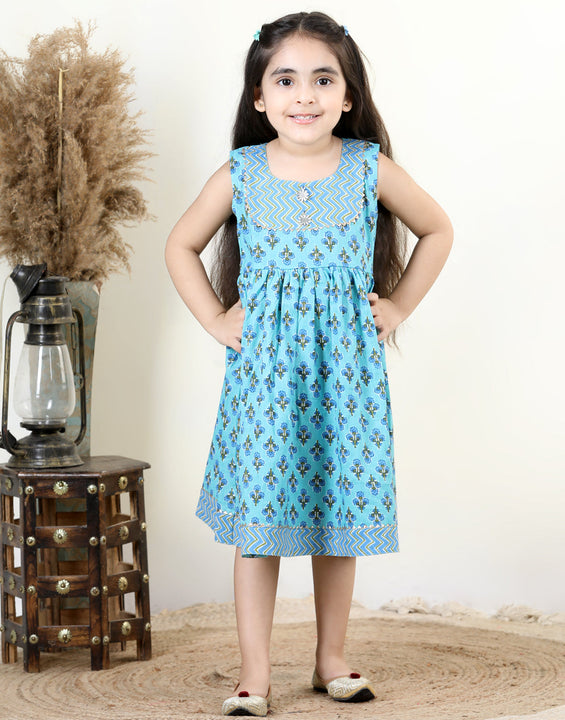 Light Blue cotton printed dress