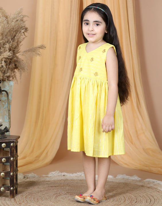 Yellow Lurex embroidered Dress