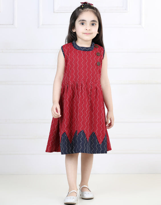 Maroon Katha Dress