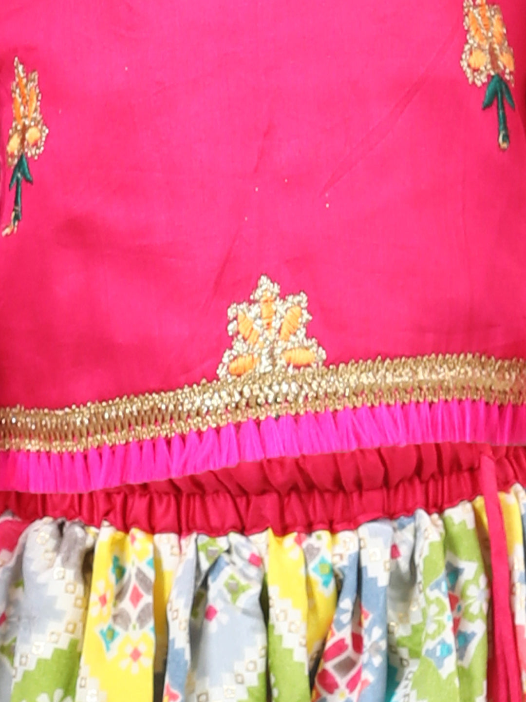 Sequenced Lehenga with Floral Embroidered Top and Dupatta